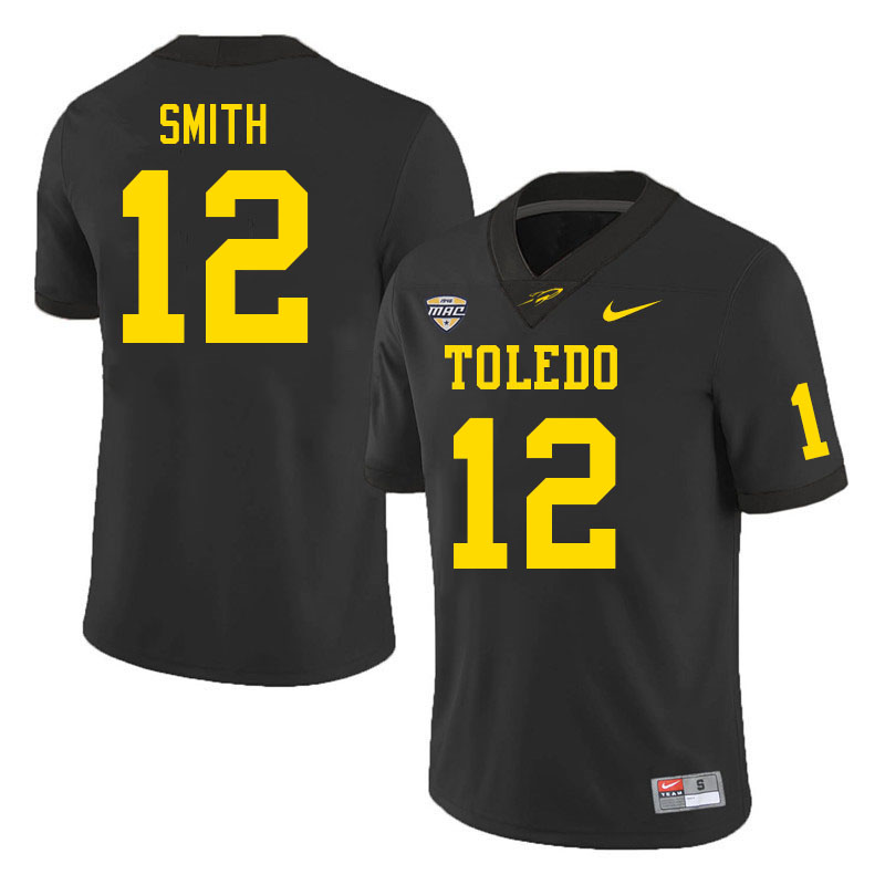 Toledo Rockets #12 Avery Smith College Football Jerseys Stitched Sale-Black